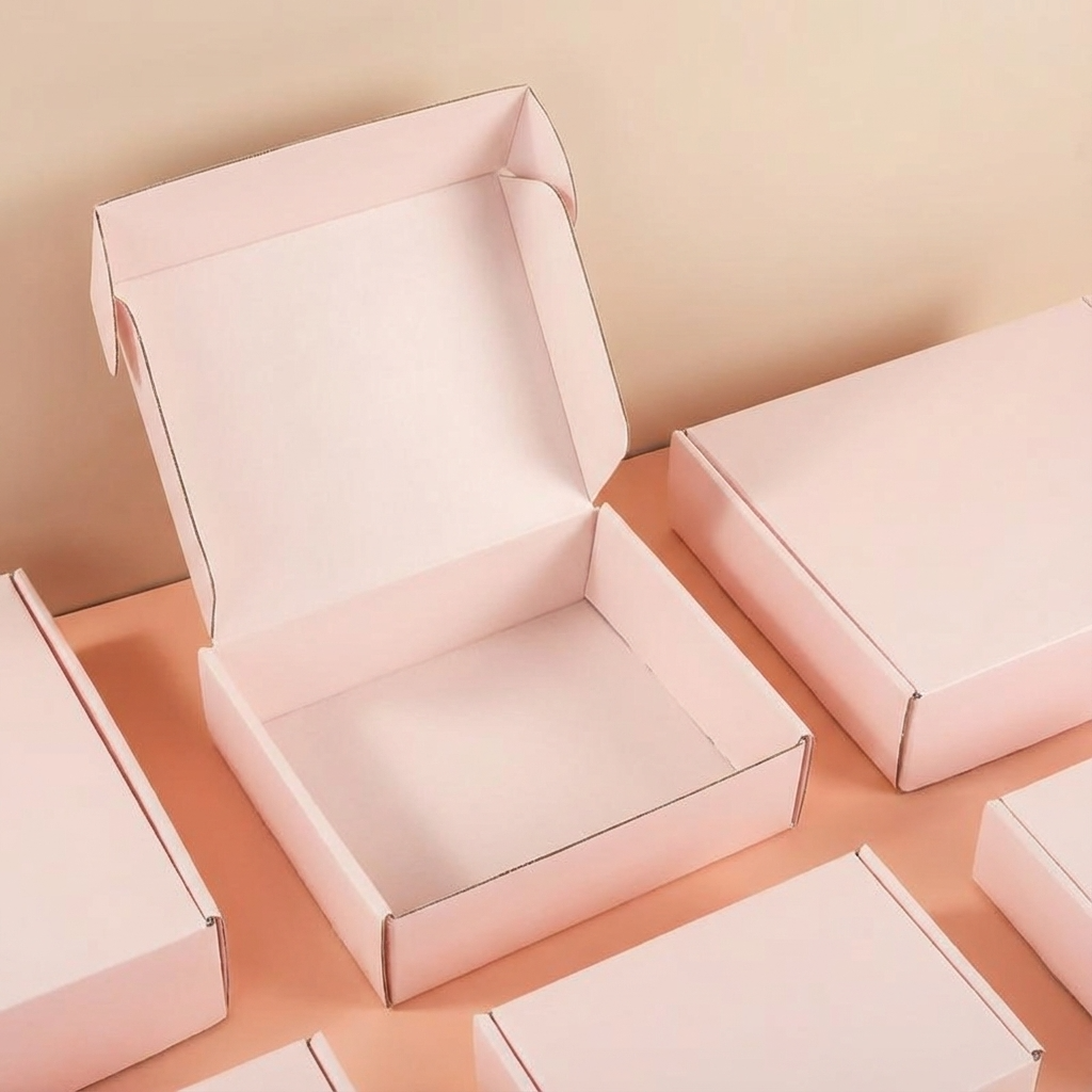 50pc, 4 sizes Pink corrugated cardboard mailer shipping box