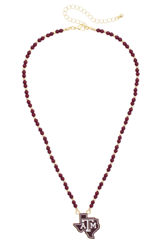 Texas A&M Aggies Beaded Spirit Necklace
