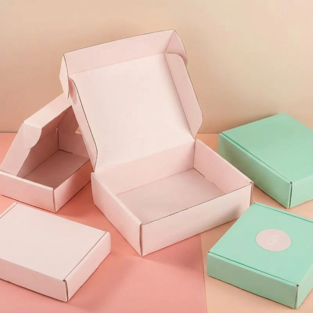 50pc, 4 sizes Pink corrugated cardboard mailer shipping box