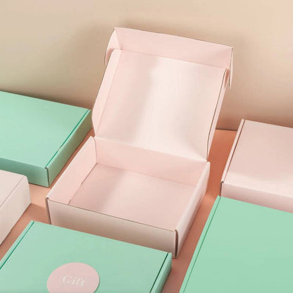 50pc, 4 sizes Pink corrugated cardboard mailer shipping box